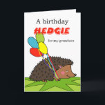 Cute Birthday for Grandson, Hedgehog, Balloons Kort<br><div class="desc">En söt hedgehog med födelsedagsballonger är redo för en födelsedagsfest. Födelsedagshälsningskort för en barnson. Håll dig vass och vaka över hedgeHUGS! Anpassa omslaget och insida-texten som du vill före utcheckningen. Art,  bild och versell copyright © Shoaff Ballanger Studios.</div>