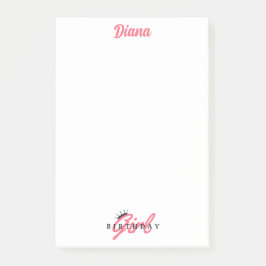 Cute Birthday Girl,Anpassat namn,Enkel Personlig Post-it Block