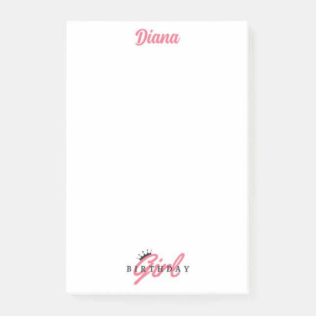 Cute Birthday Girl,Anpassat namn,Enkel Personlig Post-it Block (Framsida)