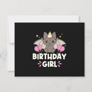 Cute Birthday Girl Fladdermus Graphic OSA Kort