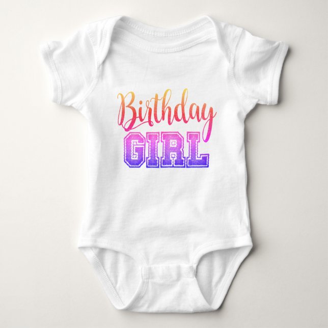 Cute Birthday Girl Söt Neon T Shirt (Framsida)