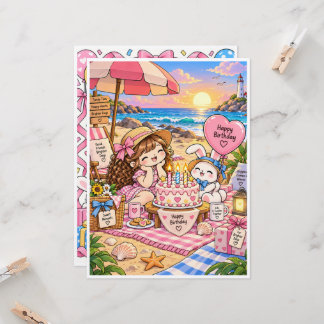 Cute Birthday Greeting Card – Blank Inside – Kawai Kort
