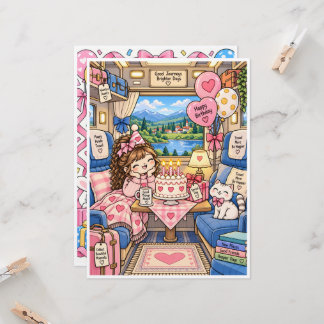 Cute Birthday Greeting Card – Blank Inside – Kawai Kort