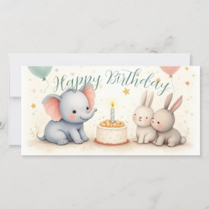 Cute Birthday Hälsning med djurvänner