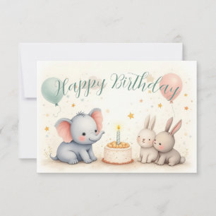 Cute Birthday Hälsning med djurvänner