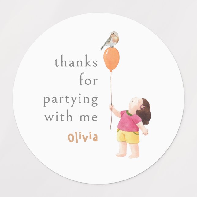 Cute Birthday Kids Party Girl Tack Sticker (Design 2)