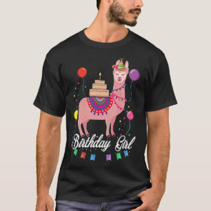 Cute Birthday Llama Girl Alpaca Animal Kids T Shirt
