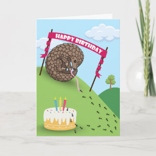 Cute Birthday med Pangolin Curled Up Ants Kort