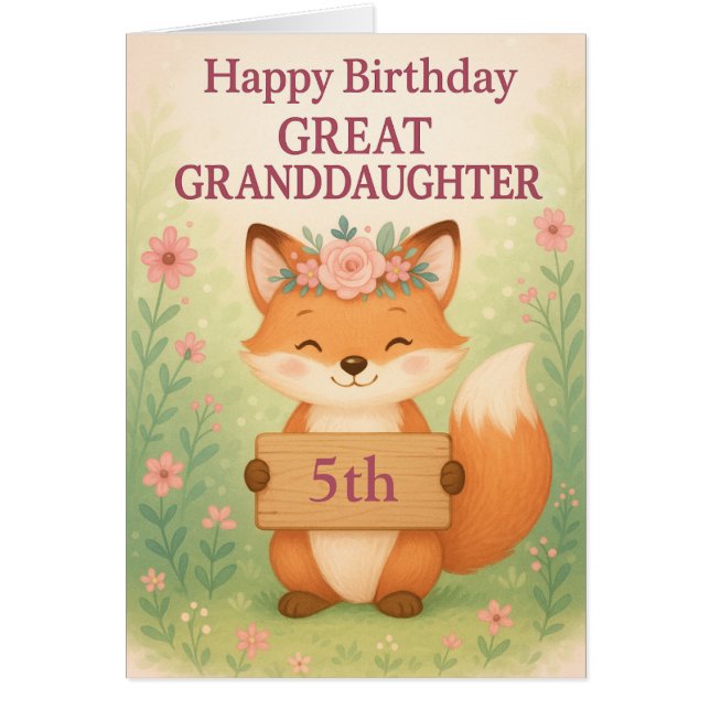 Cute Birthday MIlestone Card Great Granddaughter Hälsningskort (Framsidan)