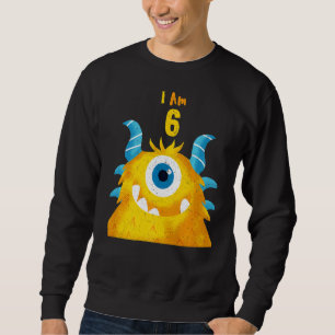 Cute Birthday Monster I är 6 födelsedagar Lång Ärmad Tröja