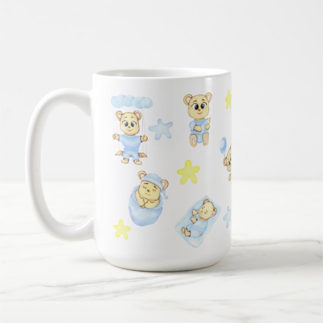 Cute Birthday Nalle Boy för en positiv stämning Kaffemugg (Vänster)