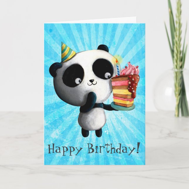 Cute Birthday Panda med kummel Kort (Framsida)
