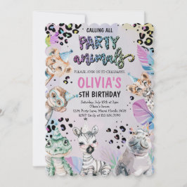 Cute Birthday Party Animals Inbjudningar