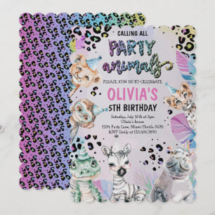 Cute Birthday Party Animals Inbjudningar