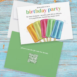 Cute Birthday Party Anpassningsbar Cute Popsicles Inbjudningar