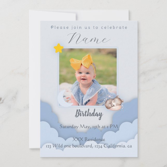 Cute Birthday Party-inbjudan Julkort (Framsida)