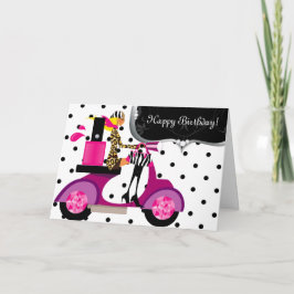Cute Birthday Party Nagel polska Scooter Girl Dots Kort