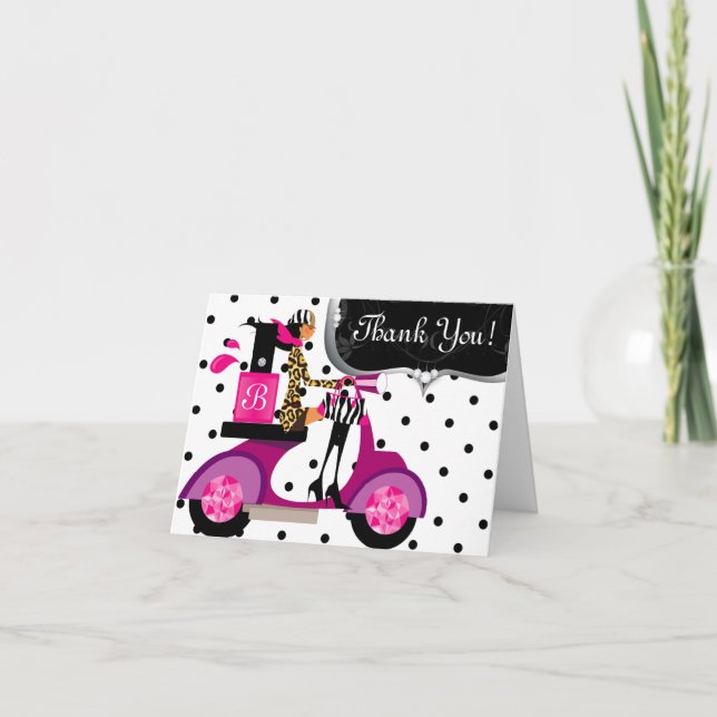 Cute Birthday Party Nagel polska Scooter Girl Dots Tack Kort (Framsida)