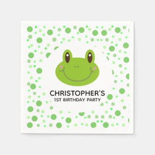 Cute Birthday Party Theme Polka Dot Frog Pappersservett