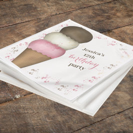 Cute Birthday Party Whimsical Ice Cream Cone Pappersservett