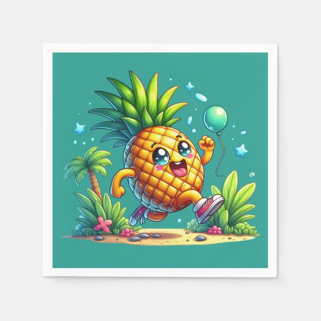 Cute Birthday pineapple party Pappersservett (Framsidan)