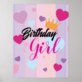 Cute birthday poster for little girls