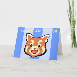Cute Birthday Red Panda (blå Rand) Kort