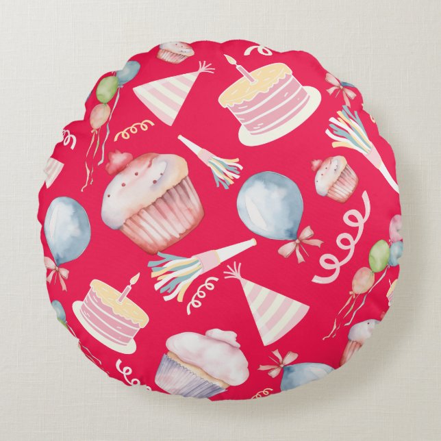 Cute Birthday Rund Kudde (Framsidan)