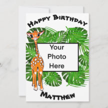 Cute Birthday Safari giraffe | tropiska skogar