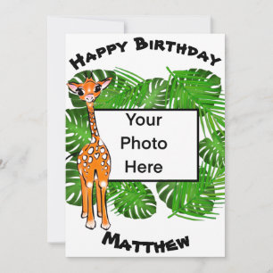 Cute Birthday Safari giraffe tropiska skogar Inbjudningar
