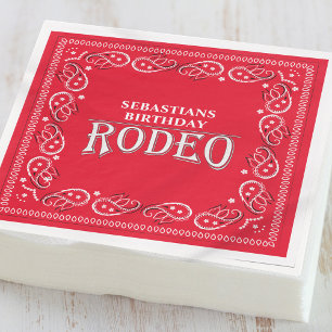 Cute Birthday Simple Rodeo Typography Red Bandana Pappersservett