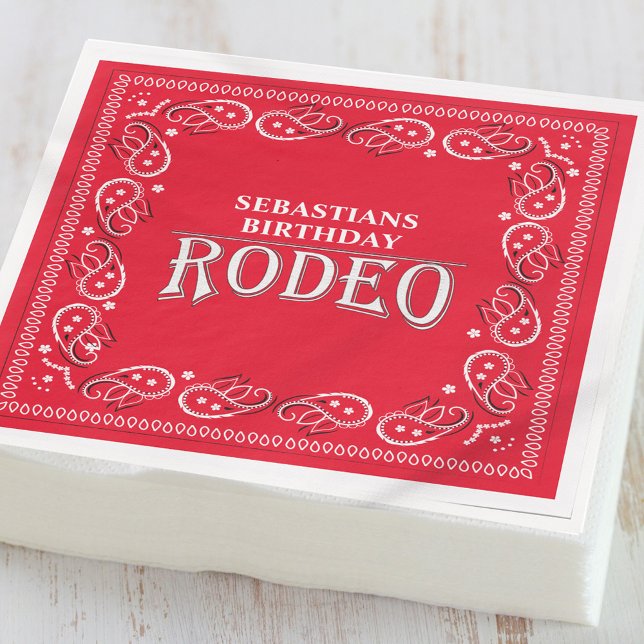 Cute Birthday Simple Rodeo Typography Red Bandana Pappersservett (Skapare uppladdad)