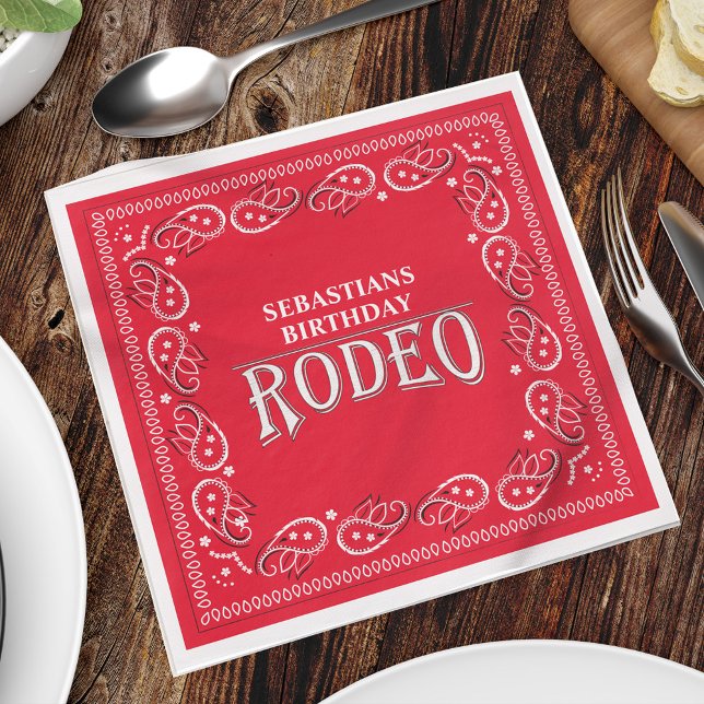 Cute Birthday Simple Rodeo Typography Red Bandana Pappersservett (Skapare uppladdad)