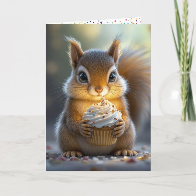 Cute Birthday Squirrel Kort (Framsida)