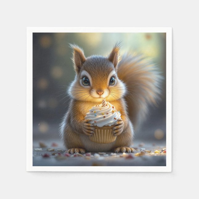 Cute Birthday Squirrel Pappersservett (Framsidan)