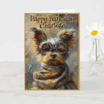 Cute Birthday Steampunk Yorkie Custom Name 163