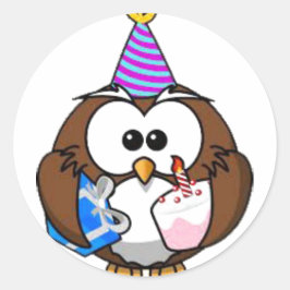 Cute Birthday Uggla Birthday Stickers Runt Klistermärke