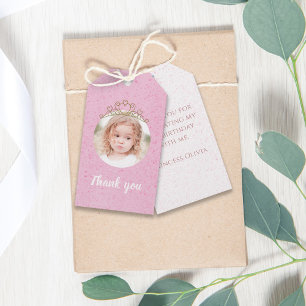 Cute Birthday Whimsical Princess Cute Tiara Photo Presentetikett