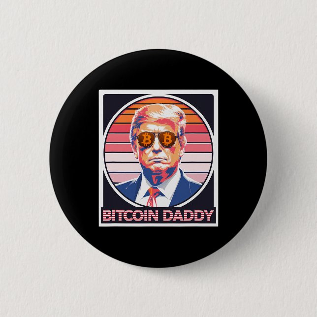 Cute Bitcoin pappa Trump Crypto Kung Internet Mone Knapp (Framsida)