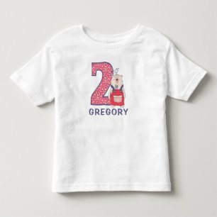 Cute björn 2:a födelsedag med namn småbarn T-Shirt