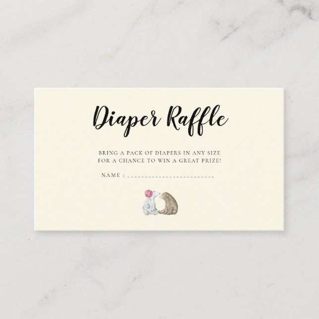 Cute björn Babydusch Diaper raffle biljett Tilläggskort (Framsida)