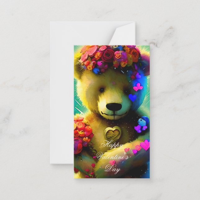 Cute björn med hjärtungar valentin anteckningskort (Framsida)