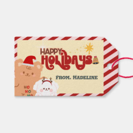 Cute björn och hundar helgdag julklapp Märkre Presentetikett