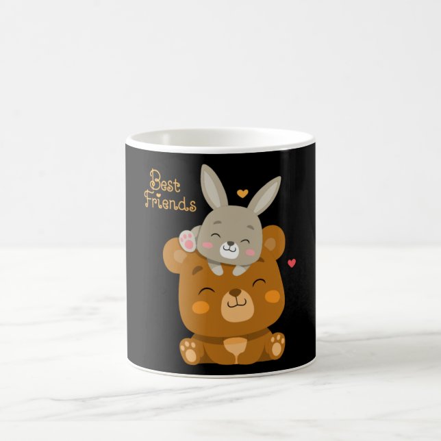 Cute björn och kanin kaffemugg (Center)