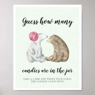 Cute björnar Gissa hur många babyduschspel det är Poster
