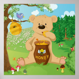 Cute björnhonung poster