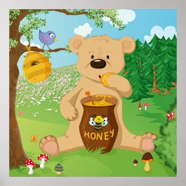 Cute björnhonung poster (Framsidan)