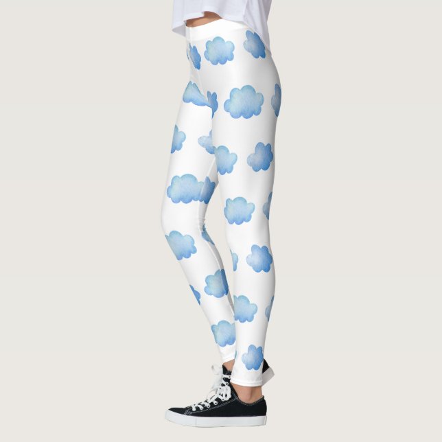 Cute Blå himmel Marble Cloud Mönster Leggings Wome (Vänster)