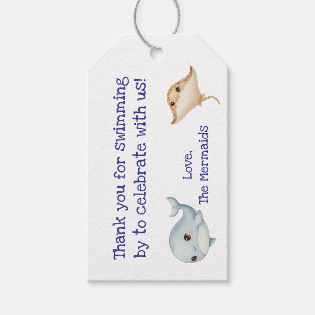 Cute, blå under havet Tack Presentetikett (Framsidan)