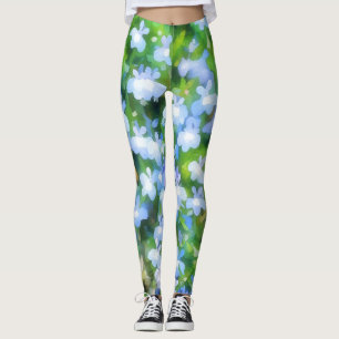 Cute Blåa blommor Blommigt Watercolor Art Leggings